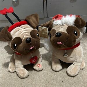 Hallmark Luv Pug Plush Set - Brown and Cream